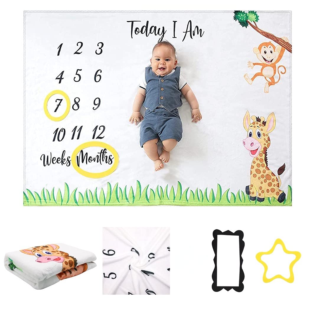 ELEPHANTBOAT Green Unisex Blanket Flannel Baby Monthly Girl Or Boy for Pictures,Personalized Shower Gifts,Moms Track Growth and Height Soft Thick (Standard) ELEPHANTBOAT Green Unisex Blanket Flannel Baby Monthly Girl Or Boy for Pictures,Personalized Shower Gifts,Moms Track Growth and Height Soft Thick (Standard)